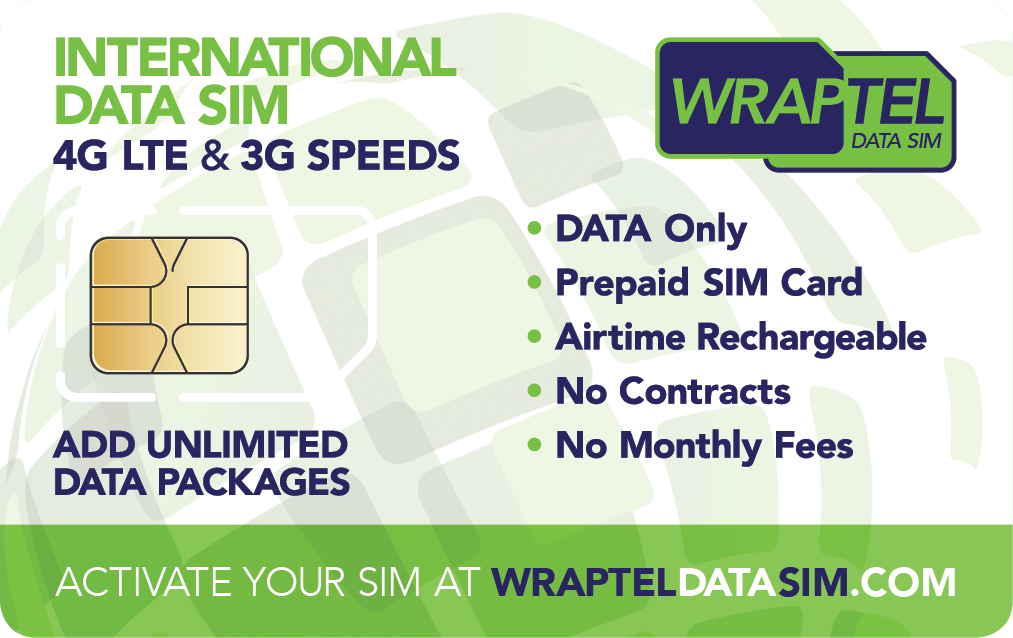 WraptelDataSIM physical SIM Card for Kuwait travel