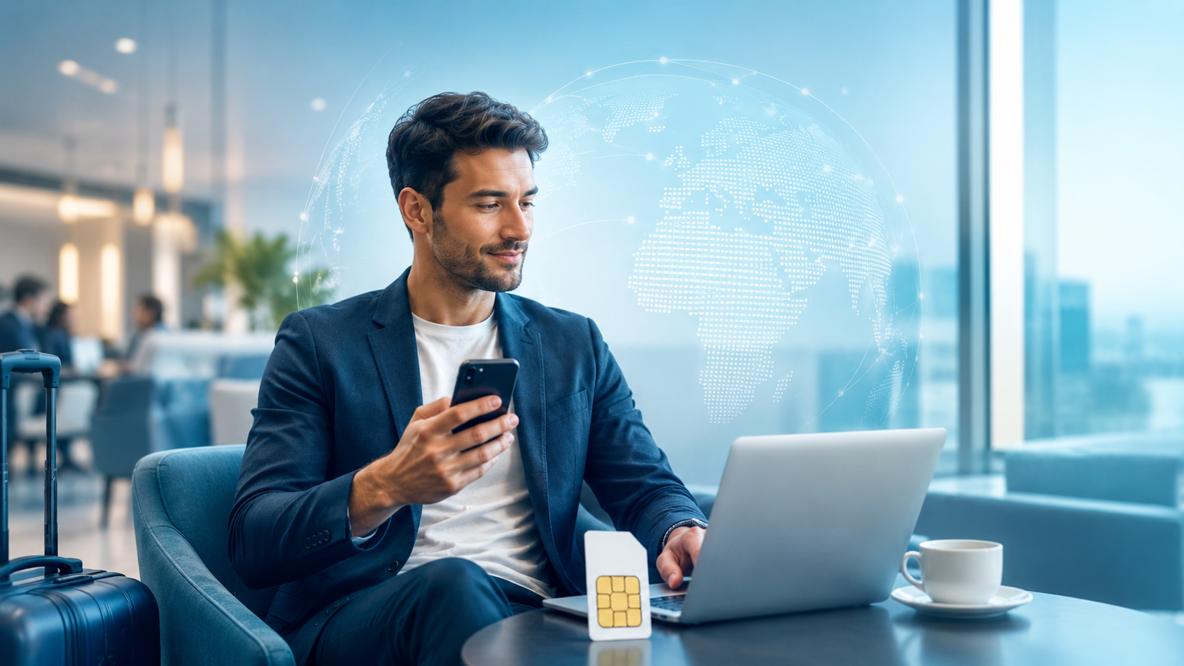International SIM card with global mobile connectivity for travel and business