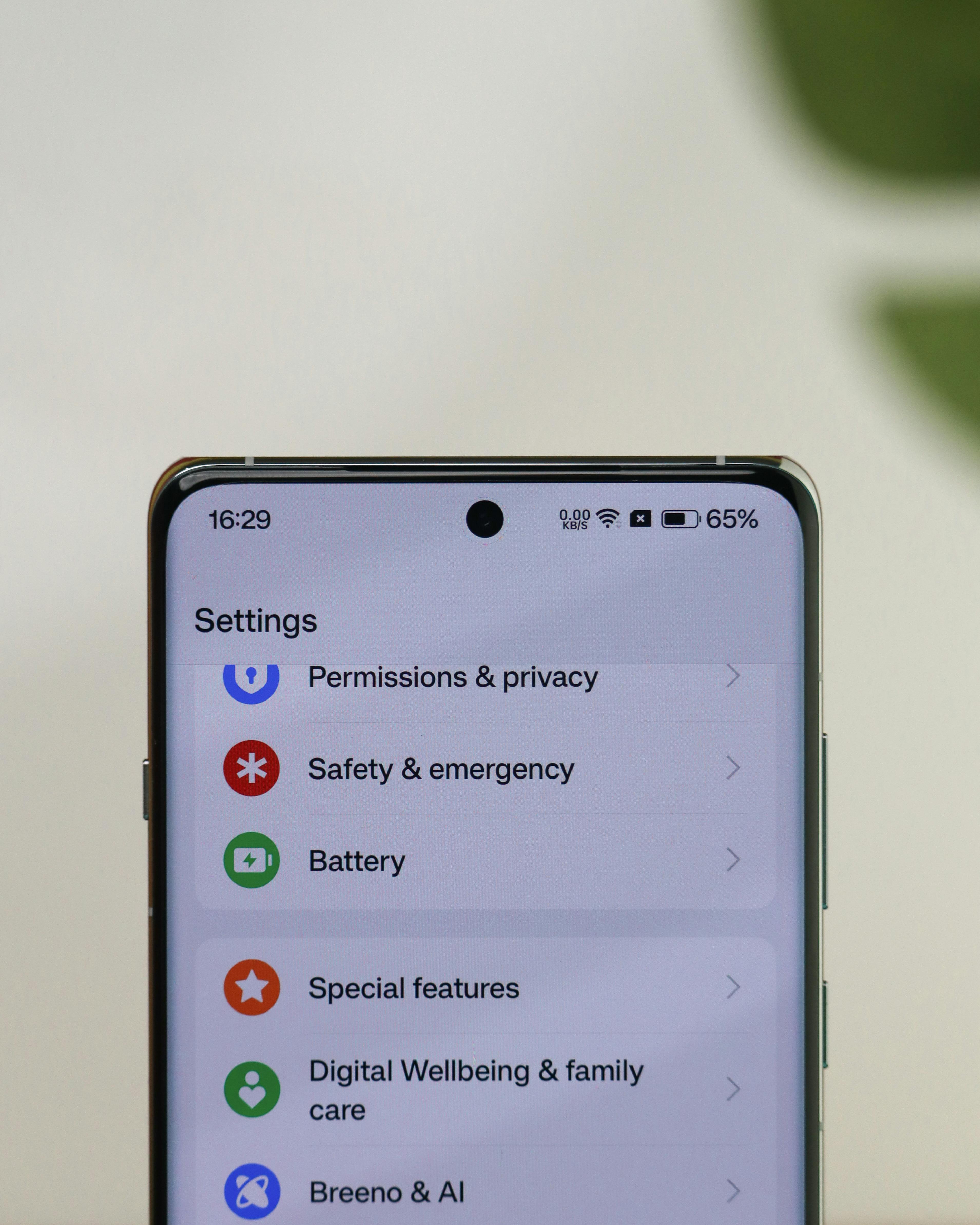 settings on a mobile phone