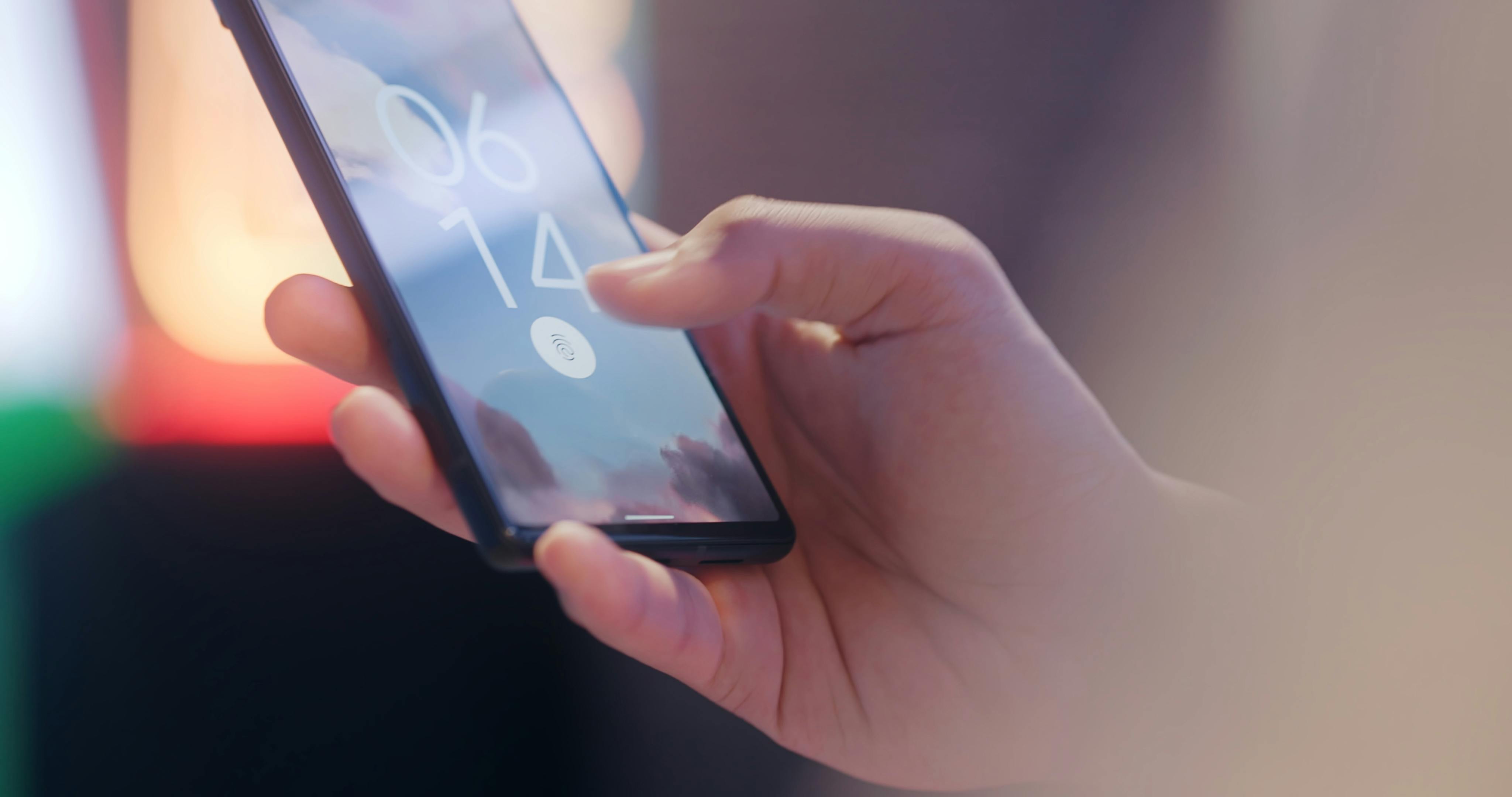 close up on hand on mobile smart phone