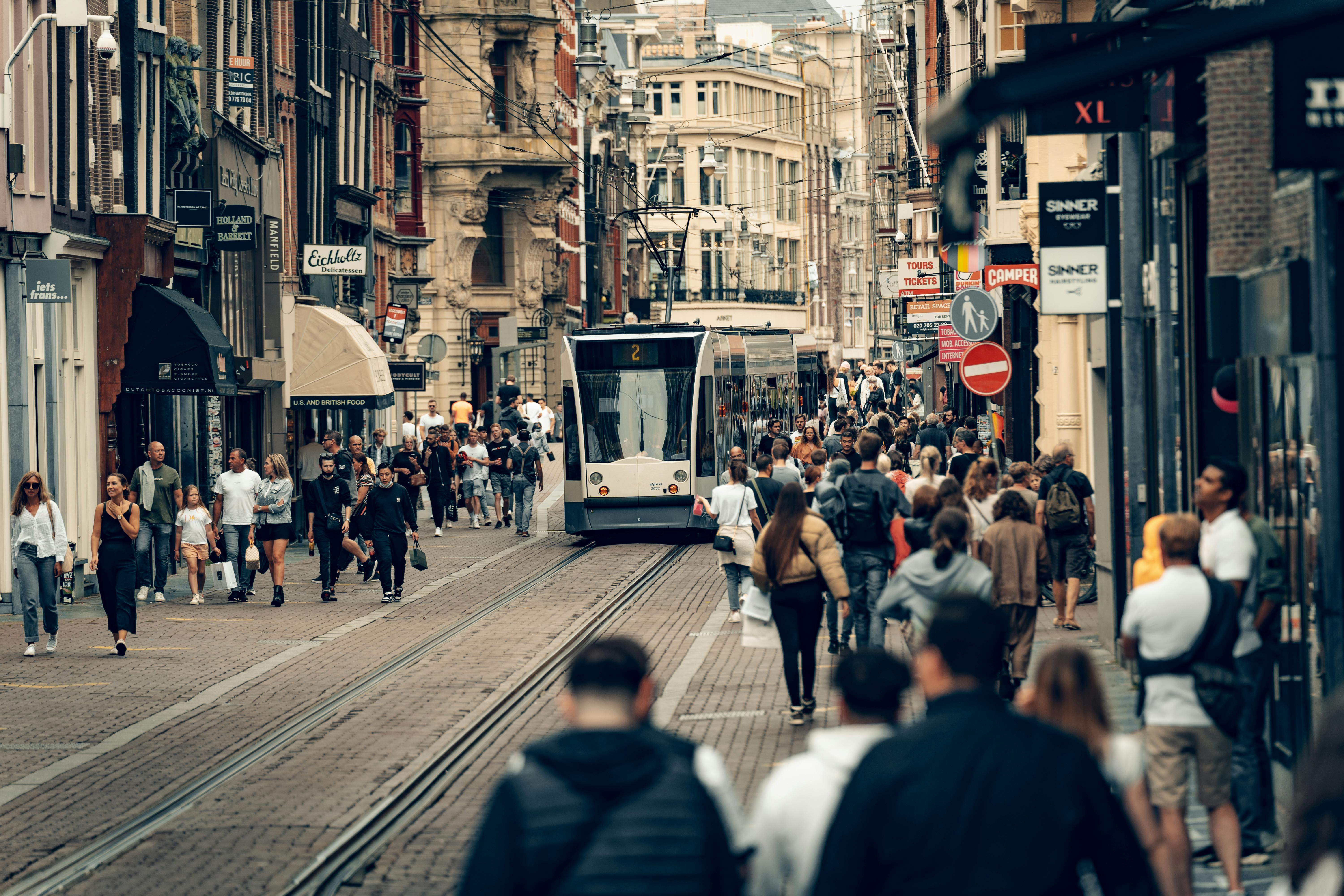 busy European street 